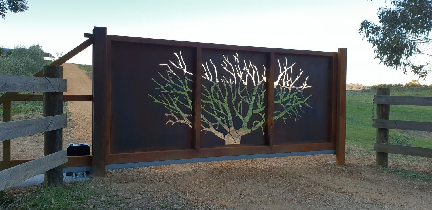 Laser cut metal automatic gate