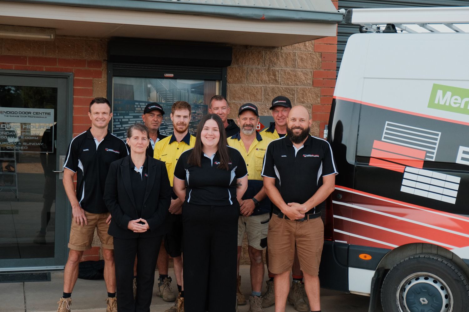 The Bendigo Door Centre team outside the Breen Street showroom